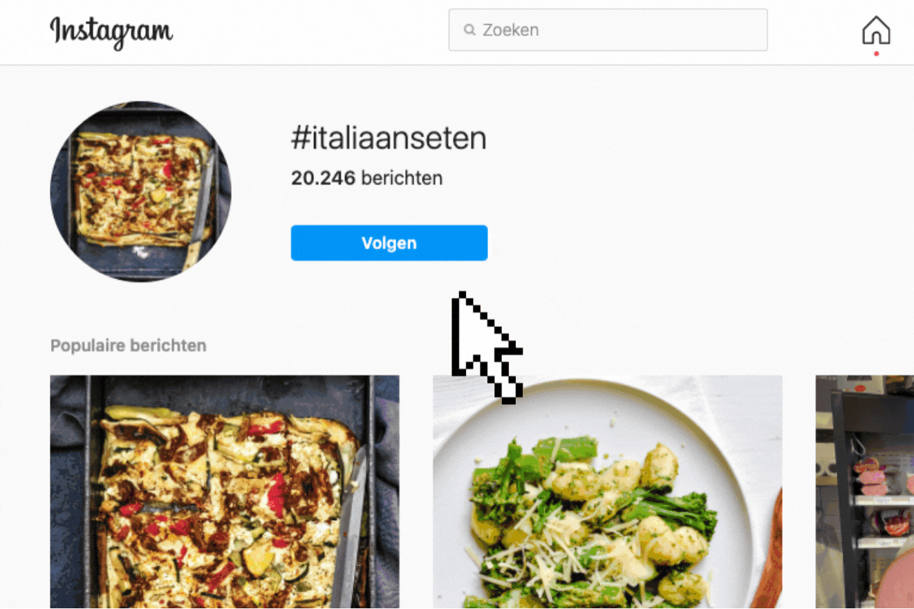 Hashtagstrategie hashtag volgen italiaans eten